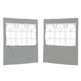 Party Tent Sidewall 2 pcs 200 x 195 cm Light Grey PE and Steel - Front View