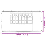 Party Tent Sidewall 2 pcs 400 x 195 cm White PE and Steel