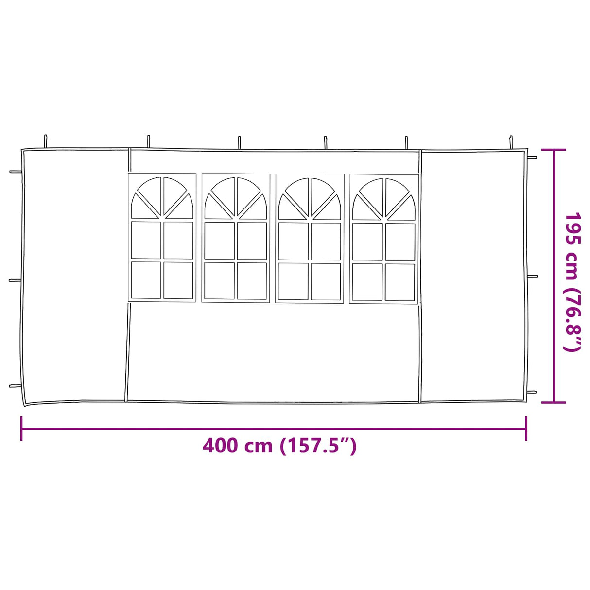 Party Tent Sidewall 2 pcs 400 x 195 cm Anthracite PE and Steel