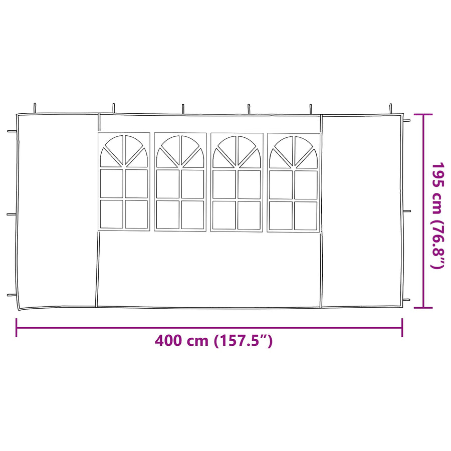 Party Tent Sidewall 2 pcs 400 x 195 cm Anthracite PE and Steel