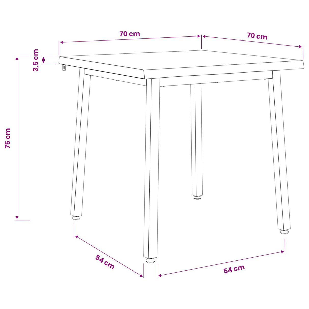 70 x 70 x 75 cm Solid Acacia Wood Natural and Black Square