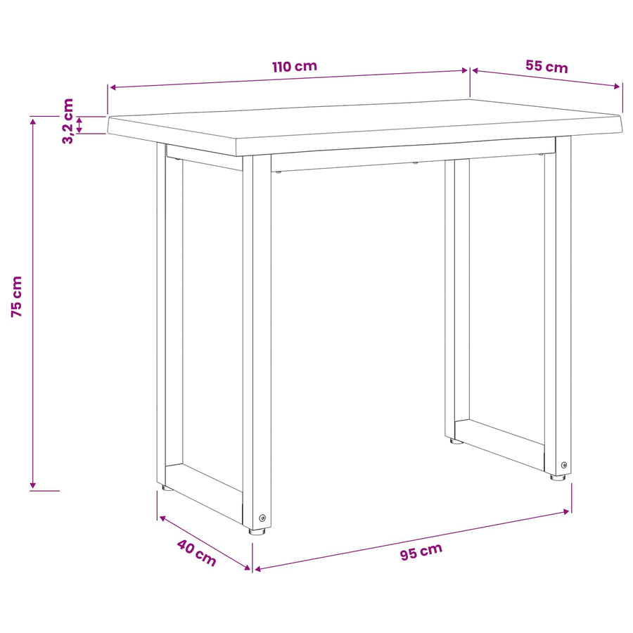 live edge dining table 110 x 55 x 75 cm Solid Acacia Wood