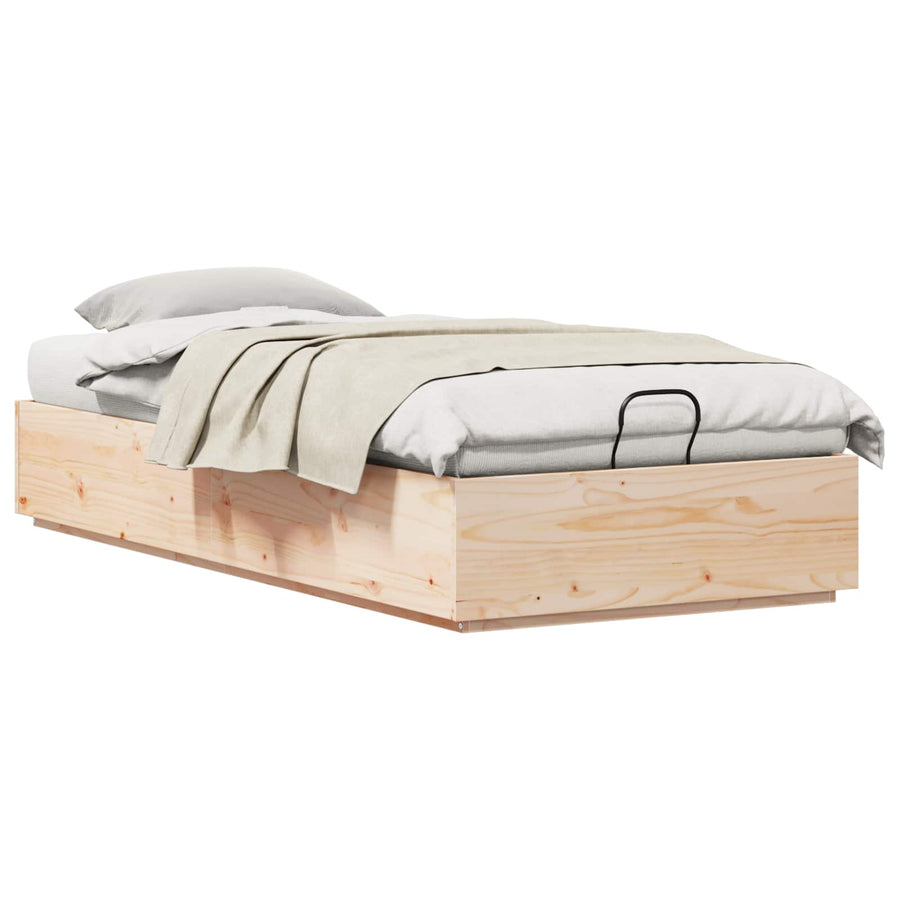 Ottoman Bed Frame with Storage Natural 90 x 190 cm