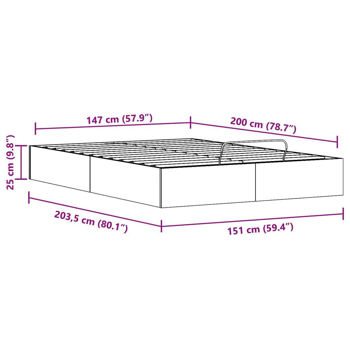 Ottoman Bed Frame with Storage Natural 150 x 200 cm