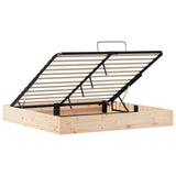 Ottoman Bed Frame with Storage Natural 180 x 200 cm - Side View