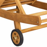 Sun Lounger Brown Solid Teak Wood - Close-Up Angle