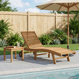 Sun Lounger Brown Solid Teak Wood