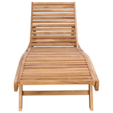 Sun Lounger Brown Solid Teak Wood - Side View
