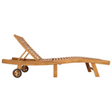 Sun Lounger Brown Solid Teak Wood - Top-Down View