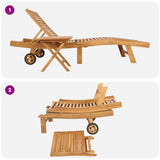 Sun Lounger 2 pcs Brown Solid Teak Wood - Low Angle