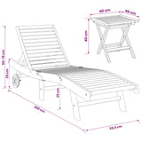 Sun Lounger 2 pcs Brown Solid Teak Wood - Extra Image