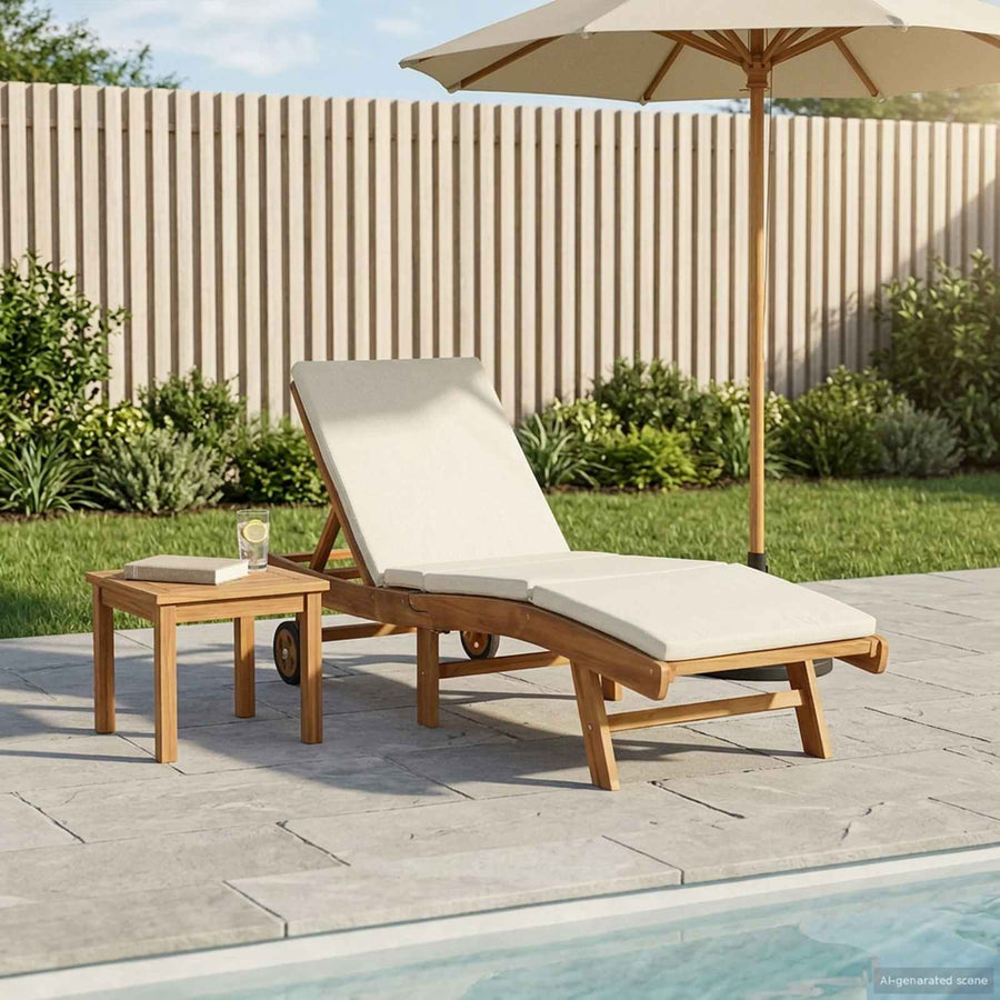 Sun Lounger Polyester Brown and Cream