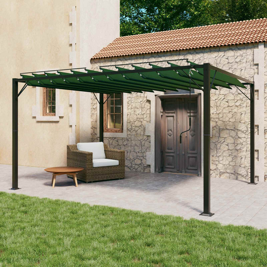 Gazebo with Louvered Roof 3.07 x 4.01 x 2.14 m Green