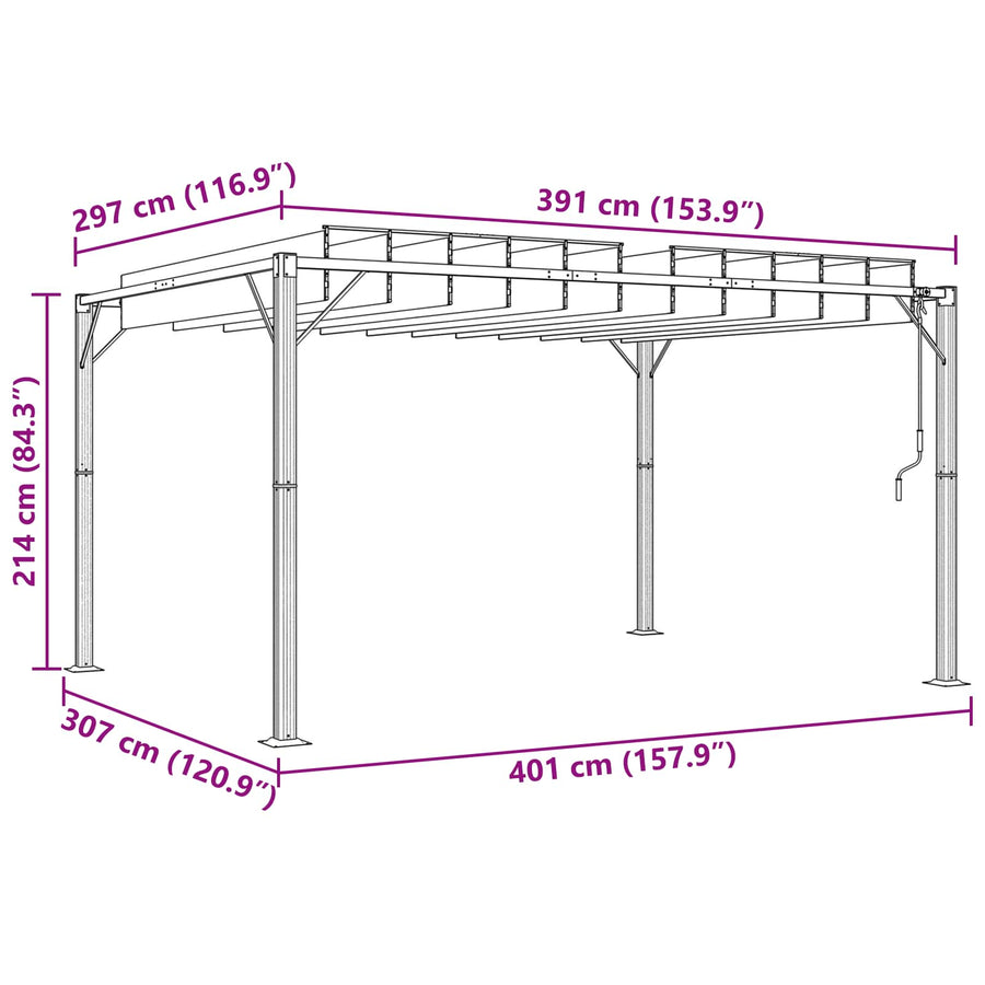 Gazebo with Louvered Roof 3.07 x 4.01 x 2.14 m Green