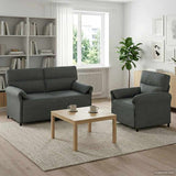 Sofa Set 2 pcs Dark Grey Fabric