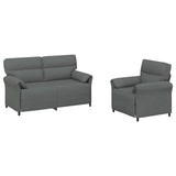 Sofa Set 2 pcs Dark Grey Fabric