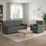 Sofa Set 2 pcs Dark Grey Fabric