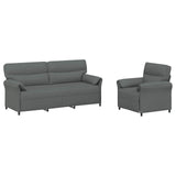 Sofa Set 2 pcs Dark Grey Fabric