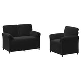 Sofa Set 2 pcs Black Velvet - Front View