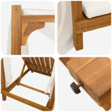 Single Sun Lounger with Canopy and Curtains Solid Acacia Wood - Close-Up Angle