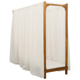 Single Sun Lounger with Canopy and Curtains Solid Acacia Wood