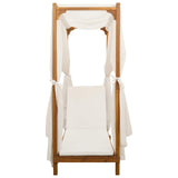 Single Sun Lounger with Canopy and Curtains Solid Acacia Wood
