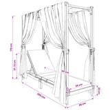 Single Sun Lounger with Canopy and Curtains Solid Acacia Wood - Extra Image
