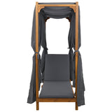 Single Sun Lounger with Canopy and Curtains Solid Acacia Wood - 45-Degree Angle