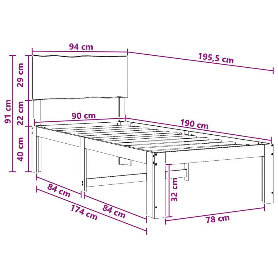 Single Bed Frame with Headboard ROSTOCK Natural 90 x 190 cm