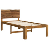 Single Bed Frame with Headboard ROSTOCK Natural 90 x 190 cm - Side View