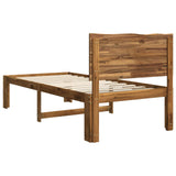 Single Bed Frame with Headboard ROSTOCK Natural 90 x 190 cm - Rear View
