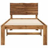 Single Bed Frame with Headboard ROSTOCK Natural 90 x 190 cm