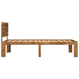 Single Bed Frame with Headboard ROSTOCK Natural 90 x 190 cm - 45-Degree Angle
