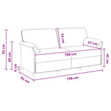 3-Seater Sofa Black 198 x 83 x 95 cm Velvet