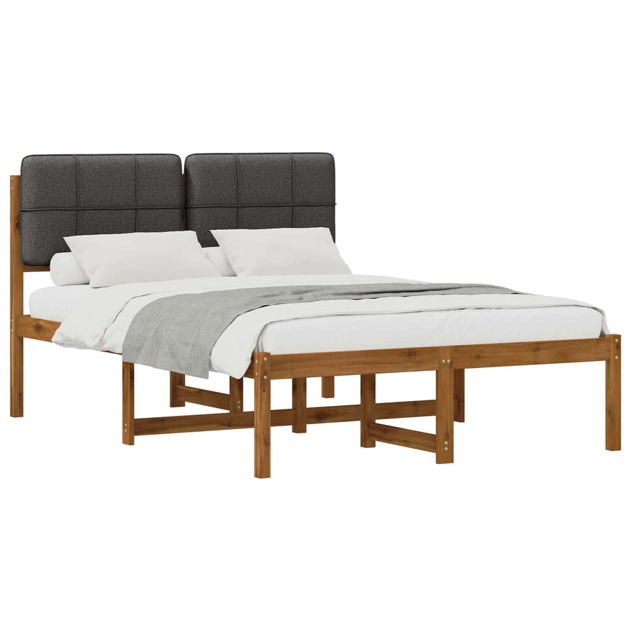 Bed Frame with Upholstered Headboard Natural and Dark Grey