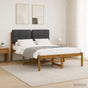 Bed Frame with Upholstered Headboard Natural and Dark Grey