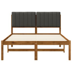 Bed Frame with Upholstered Headboard Natural and Dark Grey