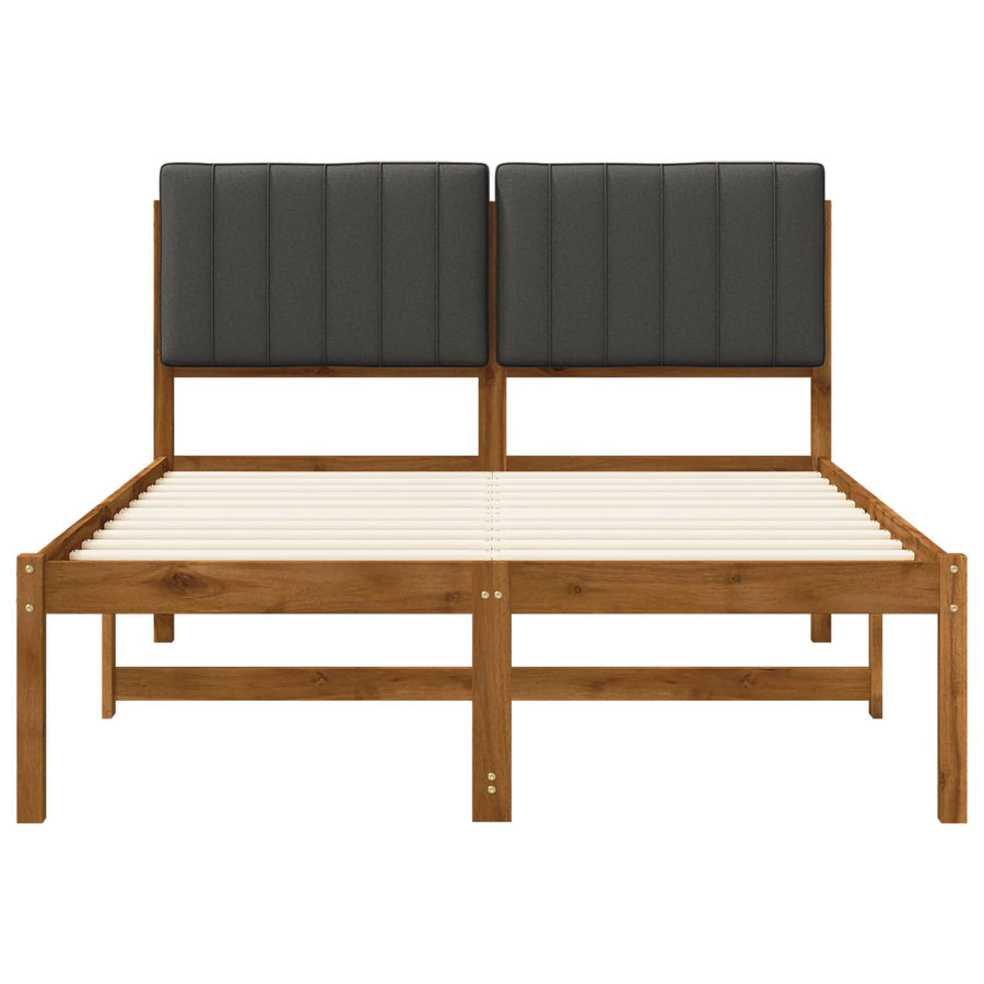 Bed Frame with Upholstered Headboard Natural and Dark Grey