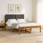 Bed Frame with Upholstered Headboard Natural and Dark Grey
