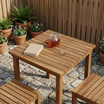 Table Top 50 x 50 x 3.5 cm Square Solid Teak Wood Natural
