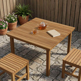 Table Top 90 x 90 x 3.5 cm Square Solid Teak Wood Natural