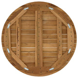 Table Top Ø 60 x 3.5 Round Solid Teak Wood Natural - Top-Down View