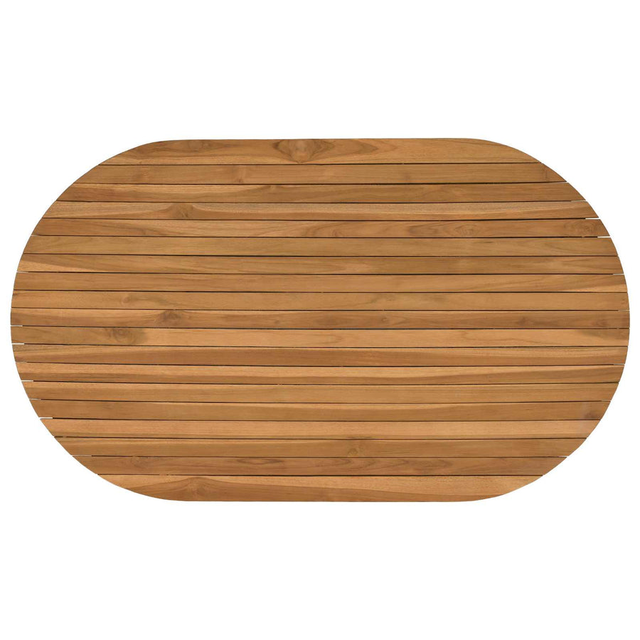 Table Top 120 x 70 x 3.5 cm Oval Solid Teak Wood Natural