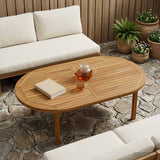 Table Top Oval Solid Teak Wood Natural
