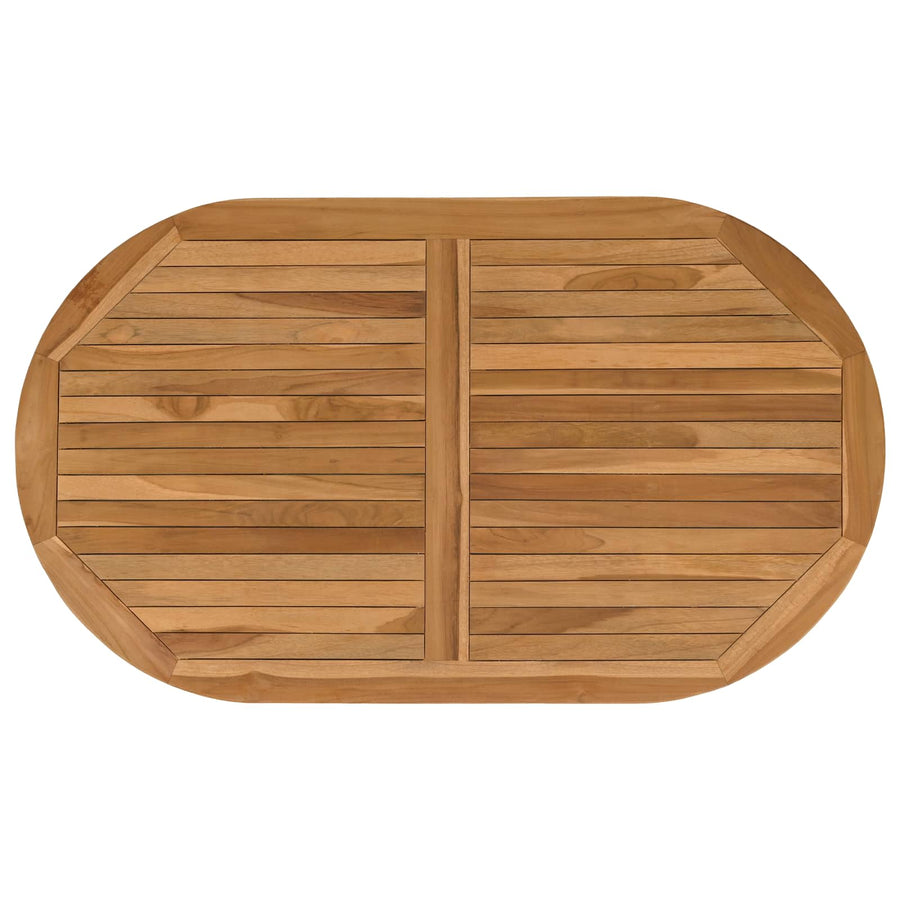 Table Top Oval Solid Teak Wood Natural