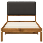 Bed Frame with Upholstered Headboard Natural and Dark Grey