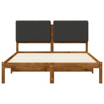 Bed Frame with Upholstered Headboard Natural and Dark Grey