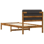 Bed Frame with Upholstered Headboard Natural and Dark Grey
