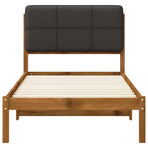 Bed Frame with Upholstered Headboard Natural and Dark Grey