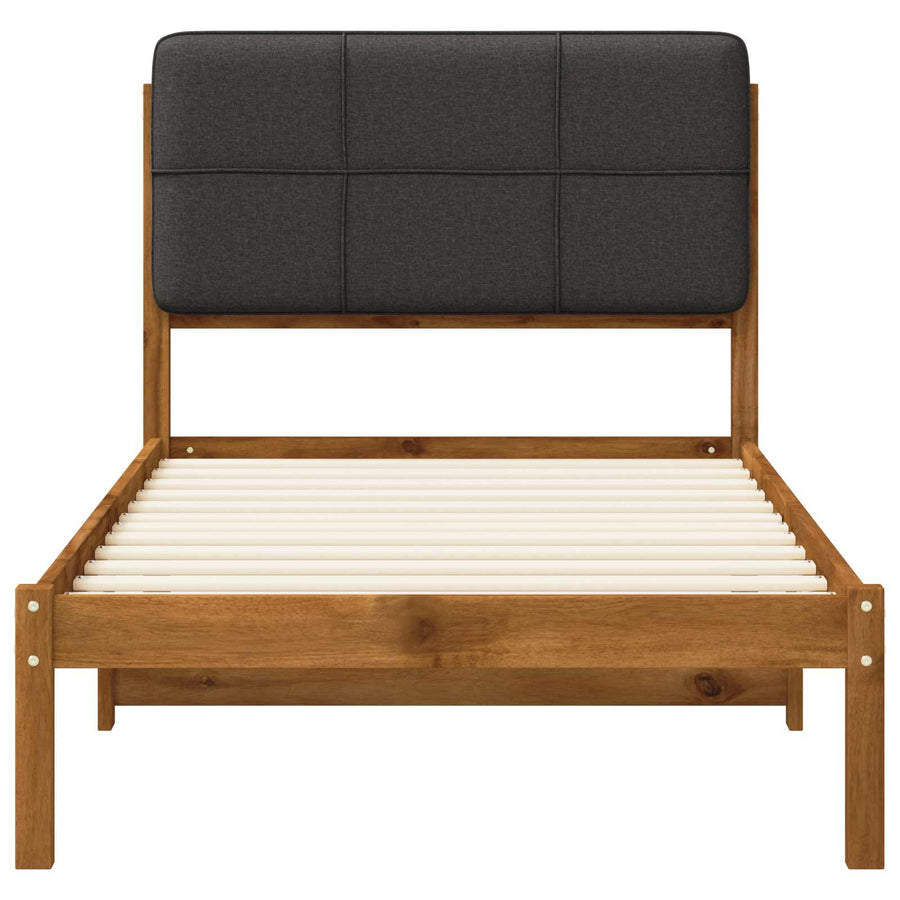 Bed Frame with Upholstered Headboard Natural and Dark Grey